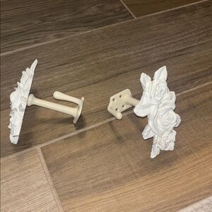 Shabby Chic set of 2 White Rose Hooks